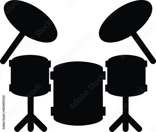celebration drum set line art vector illustration on transparent background
