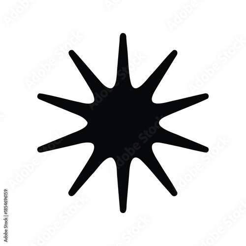 Abstract black starburst design with radiating points on a white background