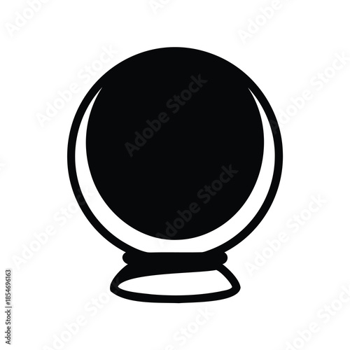 Black and white fortune teller's crystal ball icon for spiritual guidance