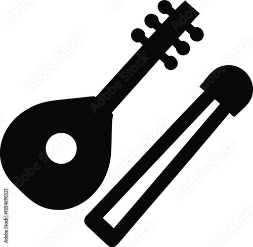 festival string instrument line art vector illustration on transparent background