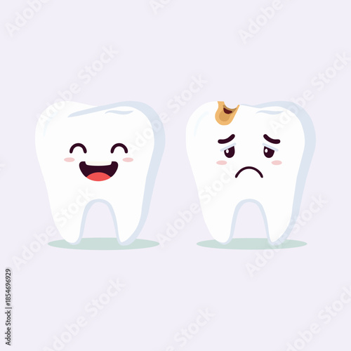 Comparison of healthy and decayed tooth characters for oral health awareness and dental education.
