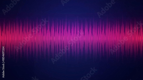 Vibrant pink and purple sound wave equalizer pattern on a dark blue background, creating a dynamic and abstract digital design.