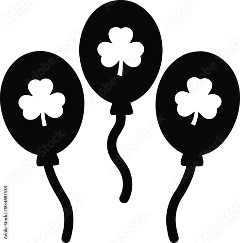 lucky clover balloons line art vector illustration on transparent background