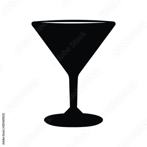 Black silhouette of a classic martini glass for bar or restaurant