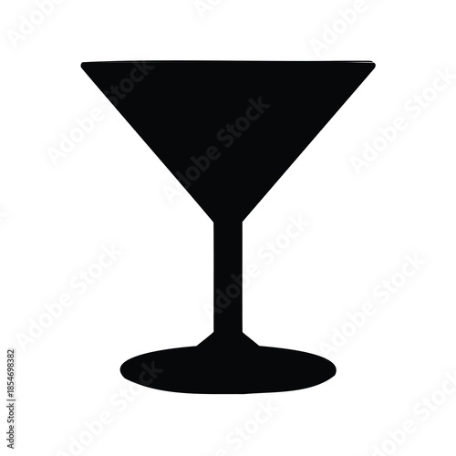 Elegant black martini glass silhouette illustration on a clean white background
