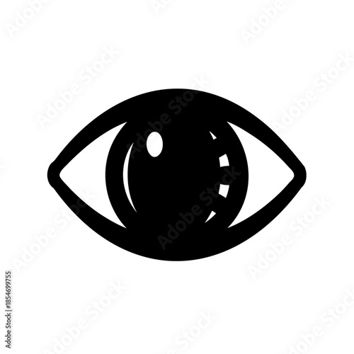 Minimalist graphic representation of a human eye, looking to the side