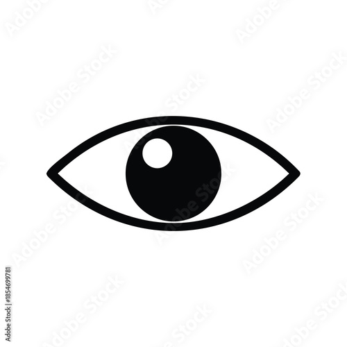 Simple Black and White Eye Icon with Clear Vision and Minimalist Design