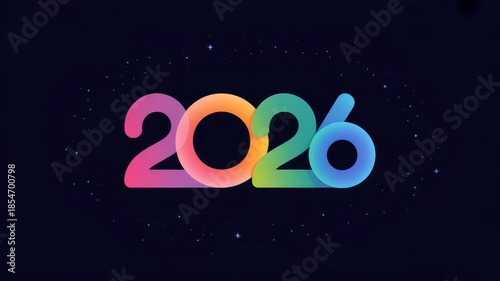 Vibrant 2026 numbers with gradient and starry background