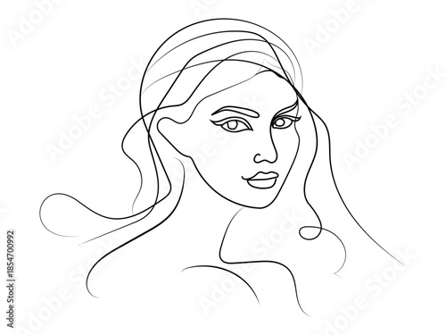 Minimal One-Line Woman Face Drawing  Abstract Continuous Line Portrait
