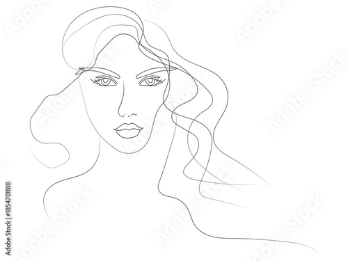 Minimal One-Line Woman Face Drawing  Abstract Continuous Line Portrait