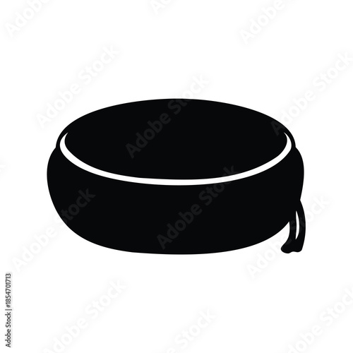 Black and white rendition of a padded head protector for martial arts
