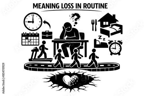 Monotony and burnout: a person overwhelmed by daily routine and losing passion