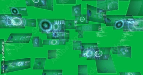 Animation of scopes scanning, statistics recording and data processing on screens