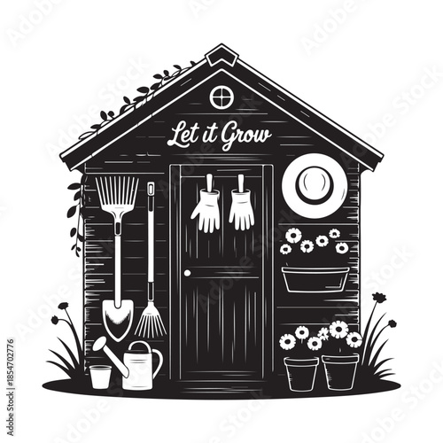 Let It Grow Garden Shed Vector Art