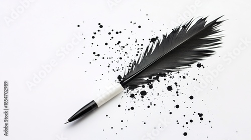 regress. A broken quill pen lies beside a spilled ink pool on aged parchment, symbolizing a silenced voice. wellbeing guides, coaching materials, designed for coaching and self-improvement content.