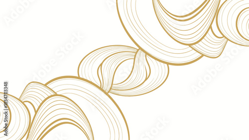 Abstract Golden Swirls and Curves on a White Background - Elegant Organic Design Elements