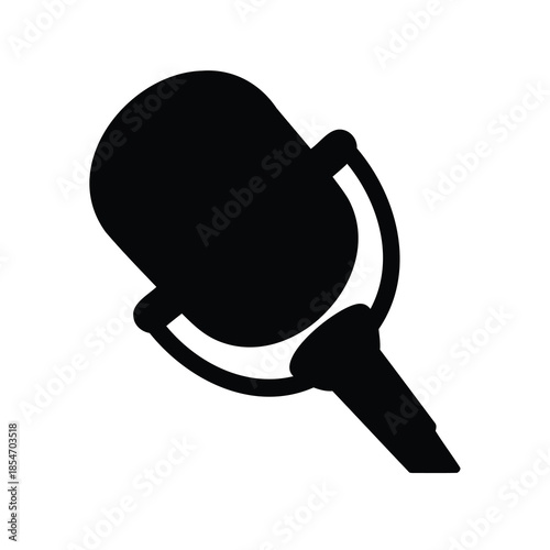 Black microphone icon, used for recording and voice related audio projects
