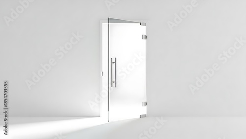 Wallpaper Mural Clear Glass Door Ajar in White Room with Bright Light, Symbolizing Opportunity Torontodigital.ca