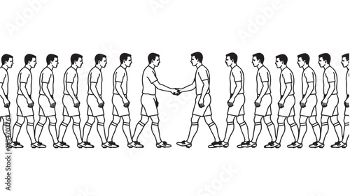 Vector motion sequence illustrating a soccer player sprinting and dribbling the ball, showing the mechanics of running and athletic movement frame by frame.
