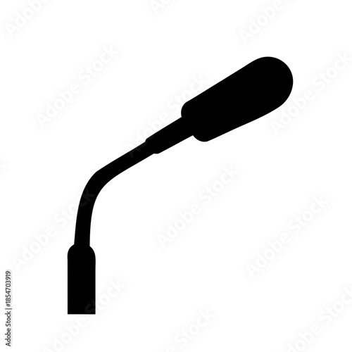 Black silhouette of a microphone on white background showing audio equipment
