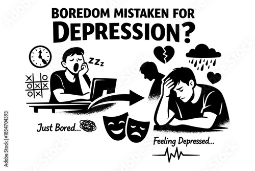 Boredom mistaken for depression, a visual comparison of mental states