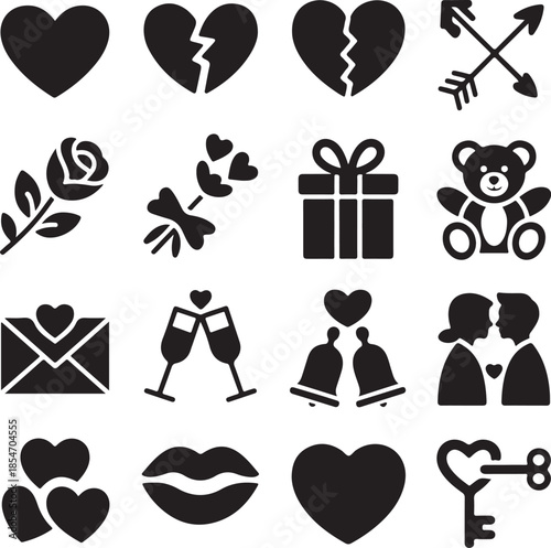 Heart, Love, and Romance Icons Collection Embrace Affection and Relationships