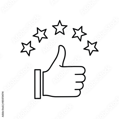 Thumbs Up Rating Icon with Stars – Positive Feedback Like Symbol