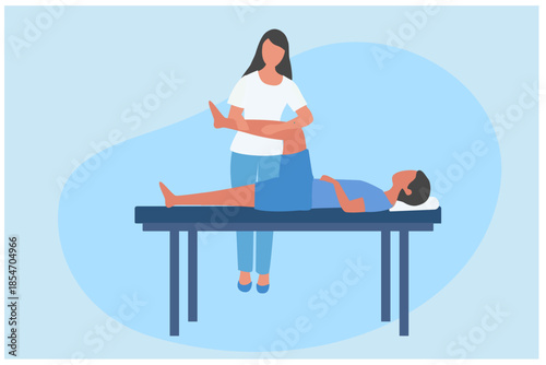 Rehabilitation and physiotherapy for disabled patient. Healthcare and Medical treatment, injuries rehabilitation therapy vector