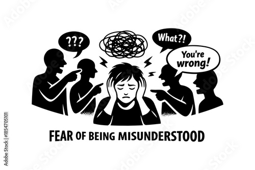 Person overwhelmed by accusations and confusion from others, symbolizing misunderstanding
