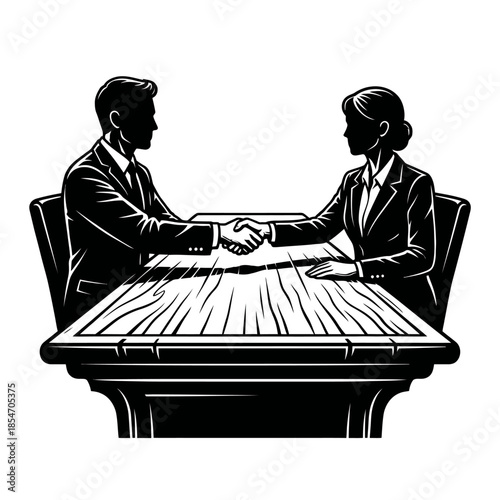 two businessmen shaking hands in the office