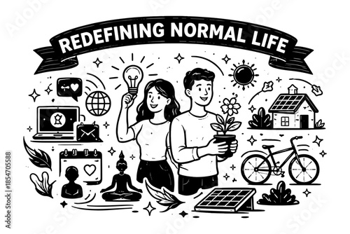 Couple embracing new lifestyle with sustainable living and innovative ideas