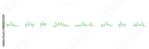 Outline grassland or meadow sketch simple design. Green grass stroke hand drawn texture for garden pattern. Grass line doodle.