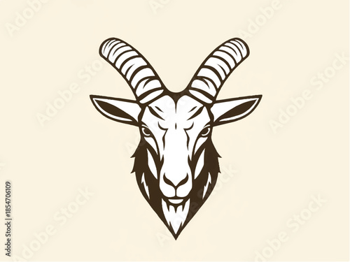 Goat logo deisgn. Goat head logo. Graphic silhouette of a goat head. 