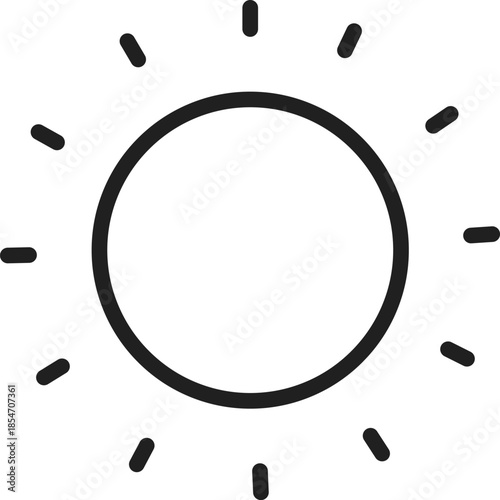 Brightness sun icon, line art display light symbol
