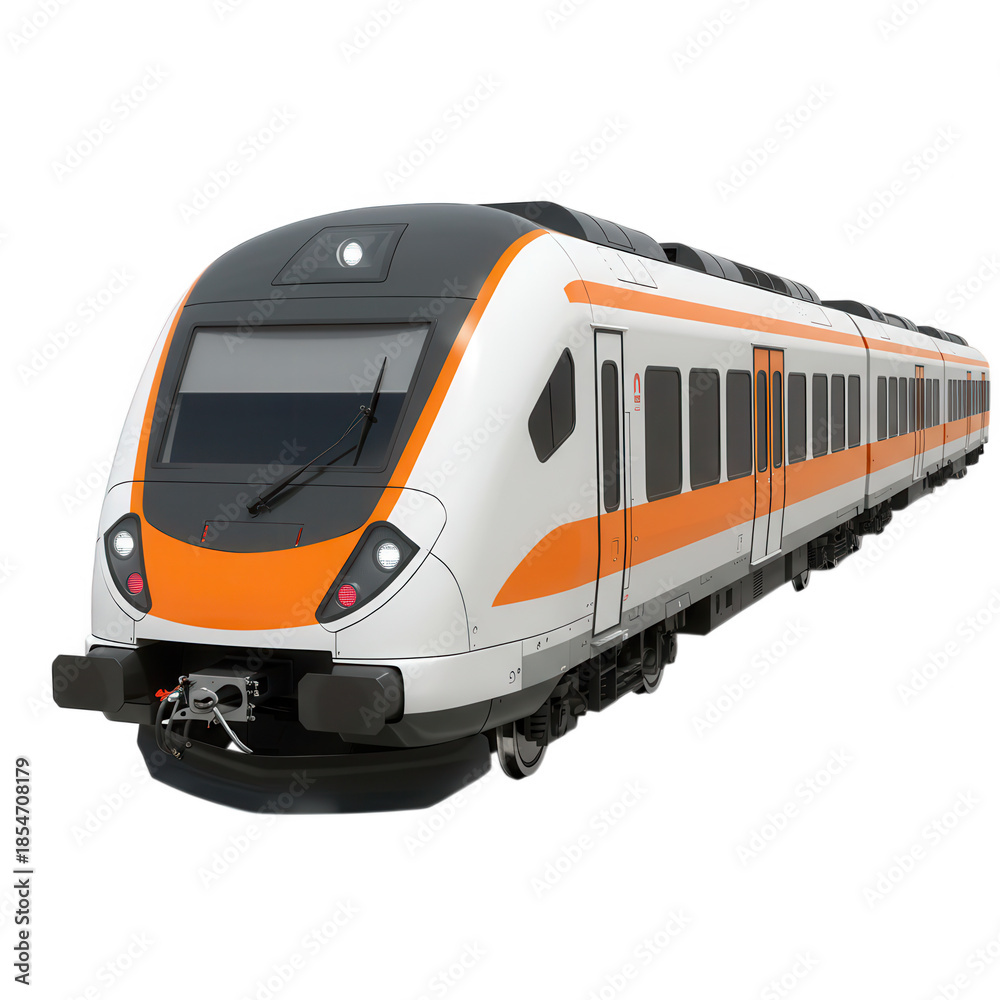 Fototapeta premium Modern high speed train isolated on transparent background