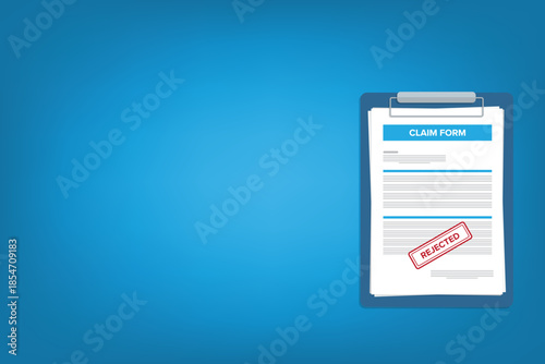 Vector illustration of a rejected claim, insurance form	