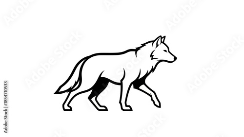 Stylized Wolf Illustration in Black and White with Modern Design Technique