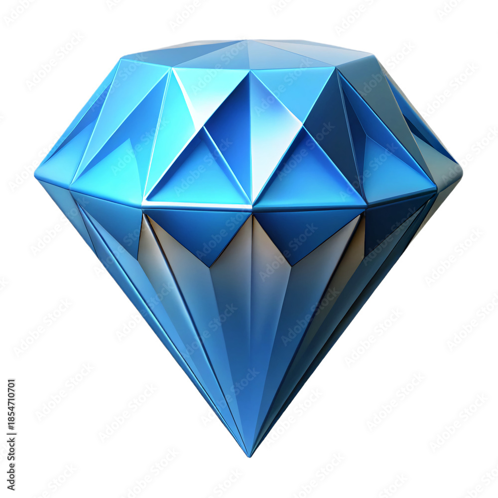 Fototapeta premium Diamond gem3d rendering isolated on transparent background. Cartoon plastic style icon 