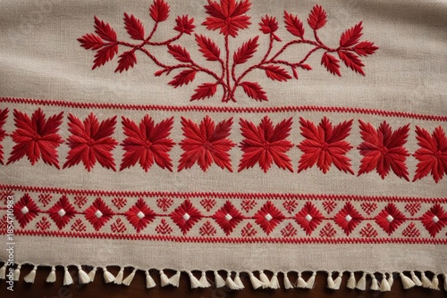 Traditionelle florale Stickerei auf Stoff kunstvolles handgemachtes Textilmuster