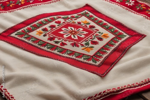 Traditionelle florale Stickerei auf Stoff kunstvolles handgemachtes Textilmuster