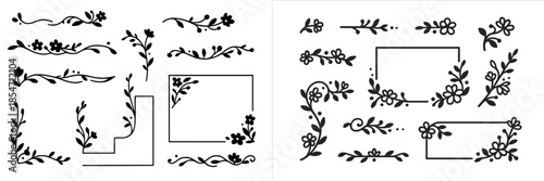 Decorative floral elements for design projects and creative work
