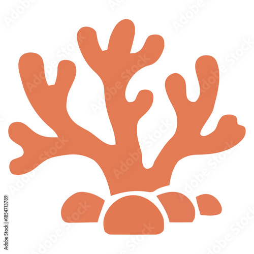 Abstract orange coral reef icon representing marine biodiversity and underwater ecosystem for nature design layout