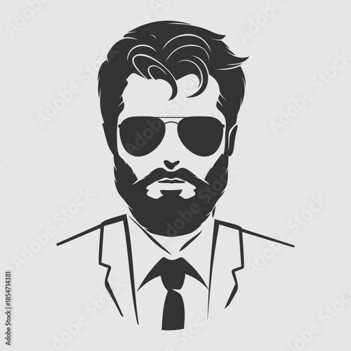 Bearded men, hipster face icon isolated. Vector illustration