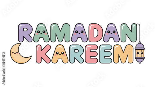 Ramadan Kareem: Pastel-hued letters and festive motifs herald the holy month of Ramadan, a celebration of community, reflection, and spiritual renewal.