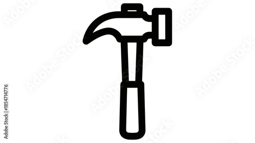 Black Claw Hammer Icon Illustration.