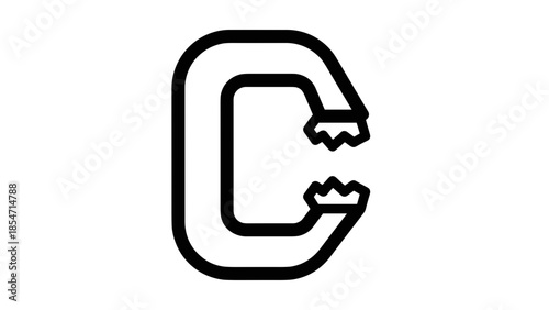 Black Cracked Letter C Logo Design.