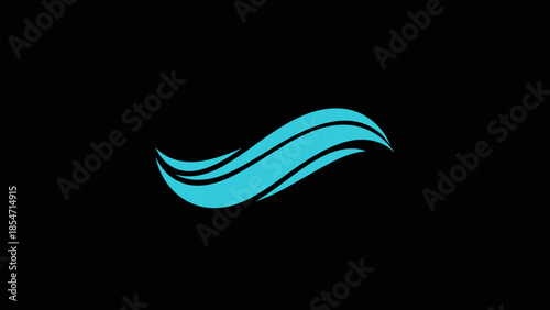 Blue Wavy Lines on Black Background.