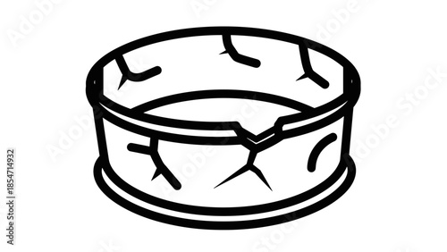 Broken Glass Bowl with Cracked Surface.