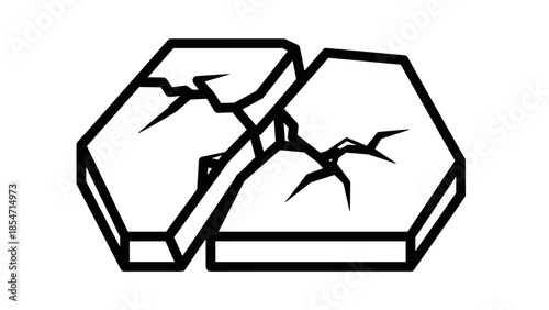 Broken Stone or Rock Illustration Graphic.