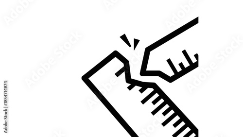 Broken Ruler Illustration Simple Design Element.